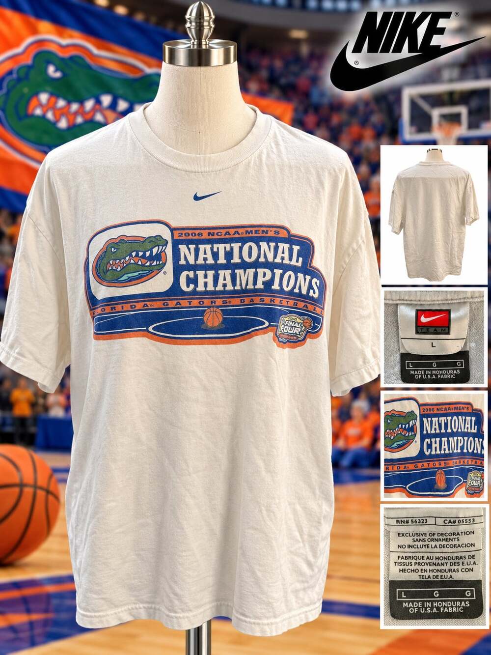 Vintage VTG 2006 Nike Florida Gators NCAA Basketball National Champions Tee L